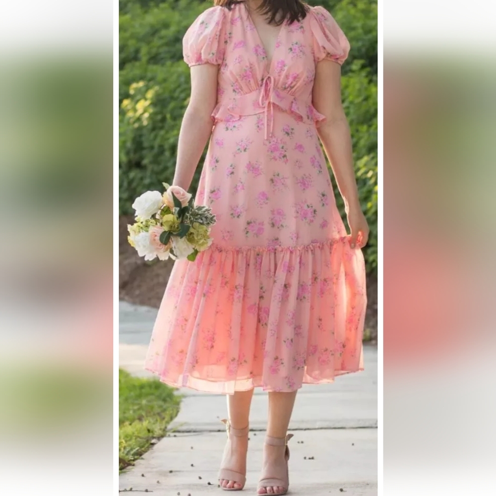 LoveShackFancy Pink Floral Dress